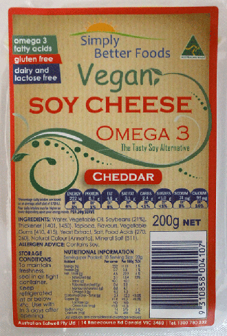 Simply Better Foods Omega 3 Soy Cheese