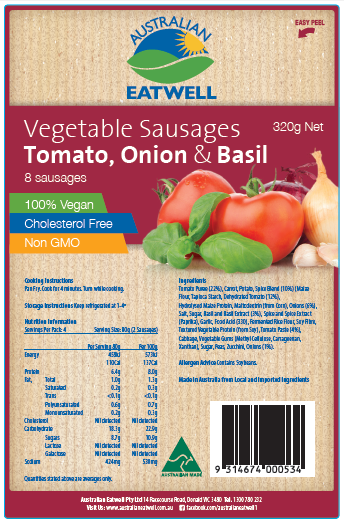 Tomato, Onion and Basil Vegetable Sausages